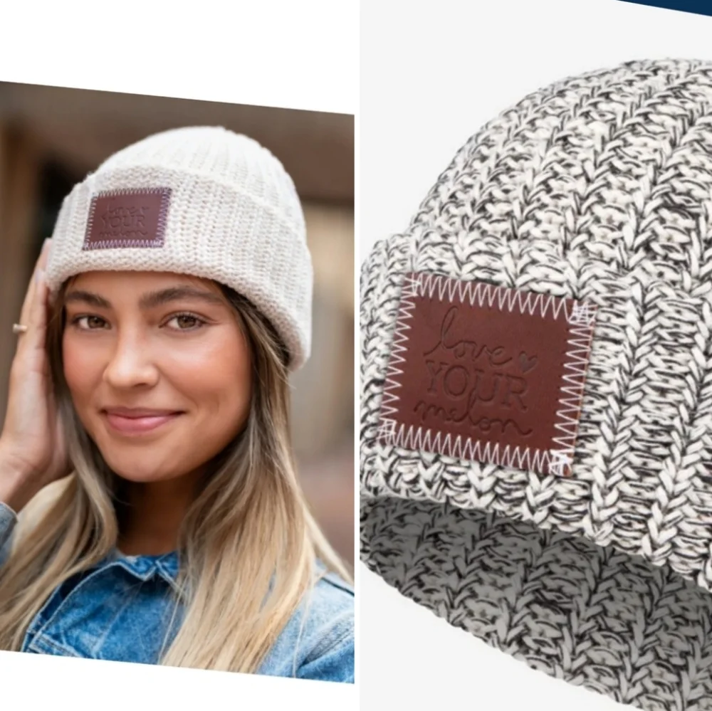 BLACK SPECKLED CUFFED BEANIE LOVE YOUR MELON 💜